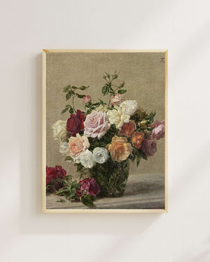 Henri Fantin-Latour - Cam Kürede Güller fine art baskı