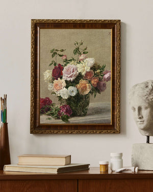 Henri Fantin-Latour - Cam Kürede Güller fine art baskı