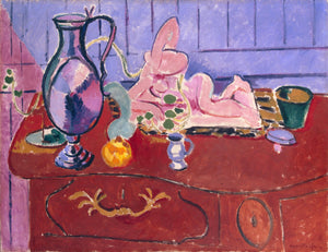 Henri Matisse - Pembe Heykel ve Kırmızı Şifonyer Üzerinde Sürahi Tablo
