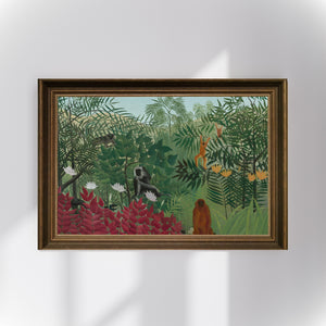 Henri Rousseau - Maymunlu Tropik Orman Poster