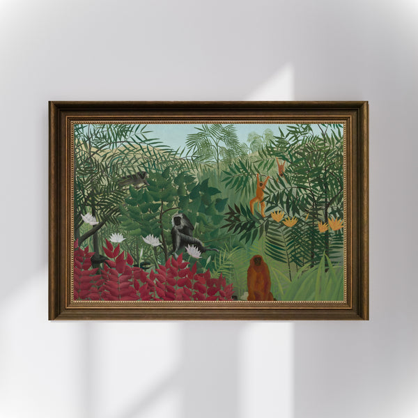 Henri Rousseau - Maymunlu Tropik Orman Poster