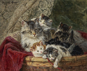 Henriette Ronner-Knip - Yaramazlık Sepeti Fine Art Baskı