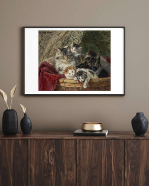 Henriette Ronner-Knip - Yaramazlık Sepeti Fine Art Baskı