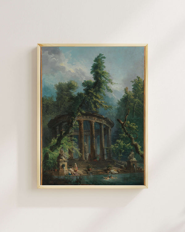 Hubert Robert - Yıkanma Havuzu Fine Art Baskı