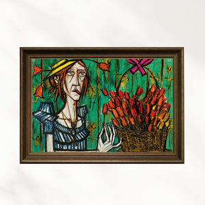 Deli Kadın ve Çiçek Buketi fine art baskı