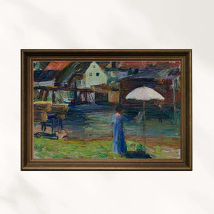 Wassily Kandinsky - Kallmünz'de Resim Yapan Gabriele Münter Fine Art Baskı