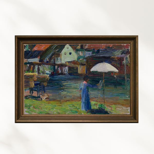 Wassily Kandinsky - Kallmünz'de Resim Yapan Gabriele Münter Fine Art Baskı