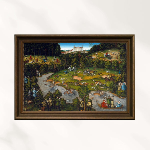 Lucas Cranach the Elder - Hartenfels Şatosu Yakınlarında Saray Avı Fine Art Baskı