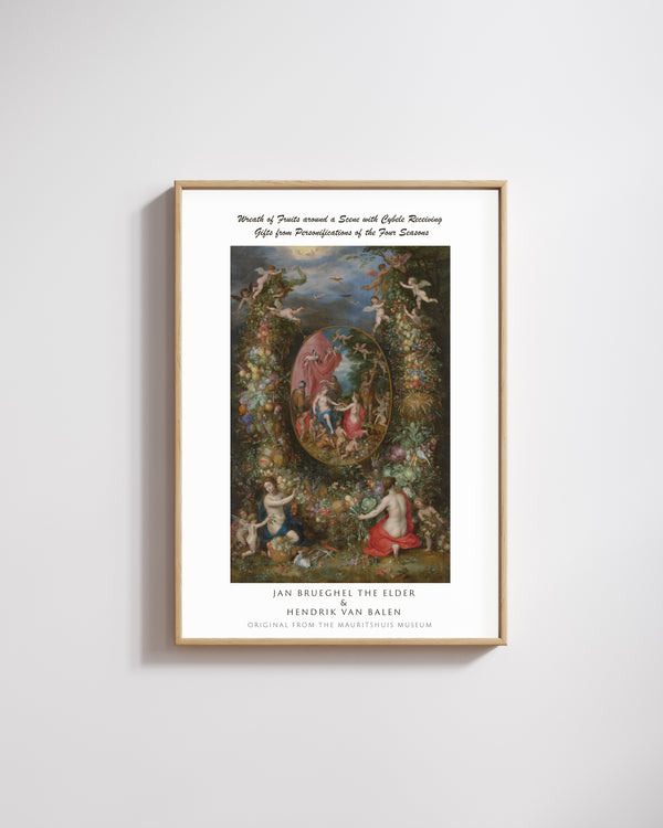 Jan Brueghel the Elder & Hendrik van Balen-Dört Mevsimin Kişileştirmelerinden Hediyeler Alan Tanrıça Cybele’in Etrafında Meyve Çelengi poster