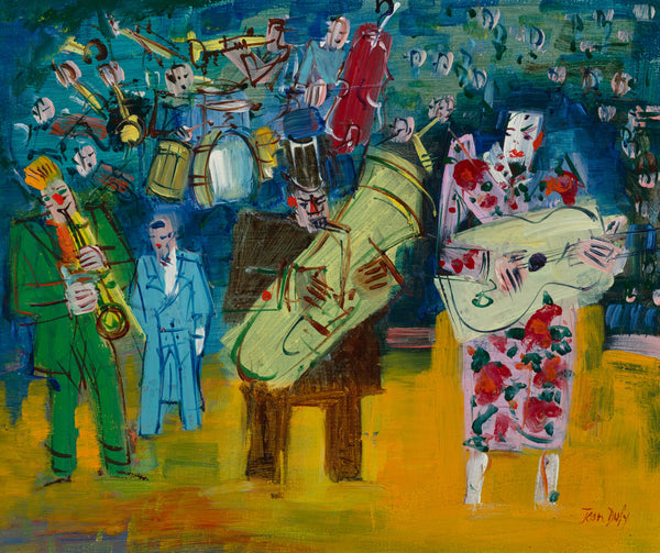 Jean Dufy - Üç Müzisyen Palyaço fine art baskı