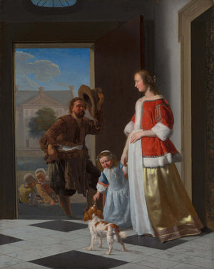 Jacob Ochtervelt - Kapıdaki Balık Satıcısı fine art baskı