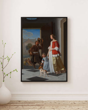 Jacob Ochtervelt - Kapıdaki Balık Satıcısı fine art baskı