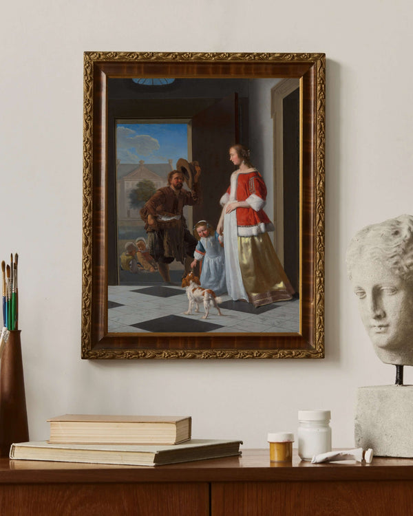 Jacob Ochtervelt - Kapıdaki Balık Satıcısı fine art baskı
