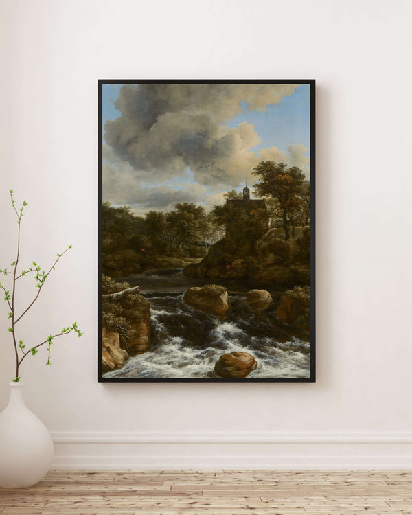 Jacob van Ruisdael - Şelale Yanındaki Şapel fine art baskı