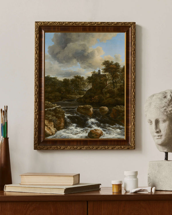 Jacob van Ruisdael - Şelale Yanındaki Şapel fine art baskı