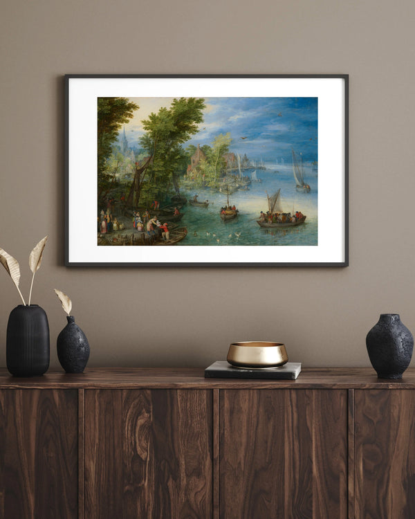Jan Brueghel the Elder - Nehir Manzarası Çerçeve
