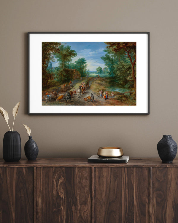 Jan Brueghel the Elder - Gezginli Orman Manzarası Çerçeve