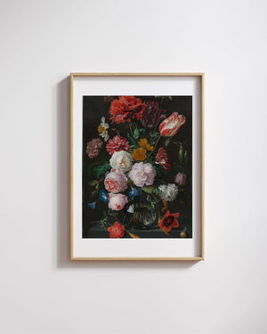 Jan Davidsz. de Heem - Cam Vazoda Çiçekler Çerçeve