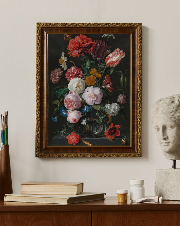 Jan Davidsz. de Heem - Cam Vazoda Çiçekler Fine Art Baskı