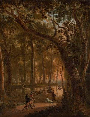 Jan Hackaert - Ormanda Geyik Avı fine art baskı