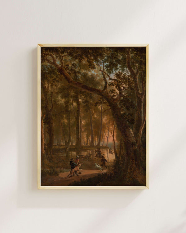 Jan Hackaert - Ormanda Geyik Avı fine art baskı