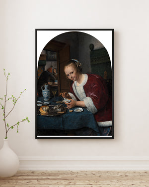 Jan Havicksz. Steen - İstiridye Yiyen Genç Kadın poster