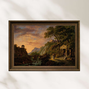 Jan Willem Pieneman - Batan Güneşli Arkadya Manzarası Poster