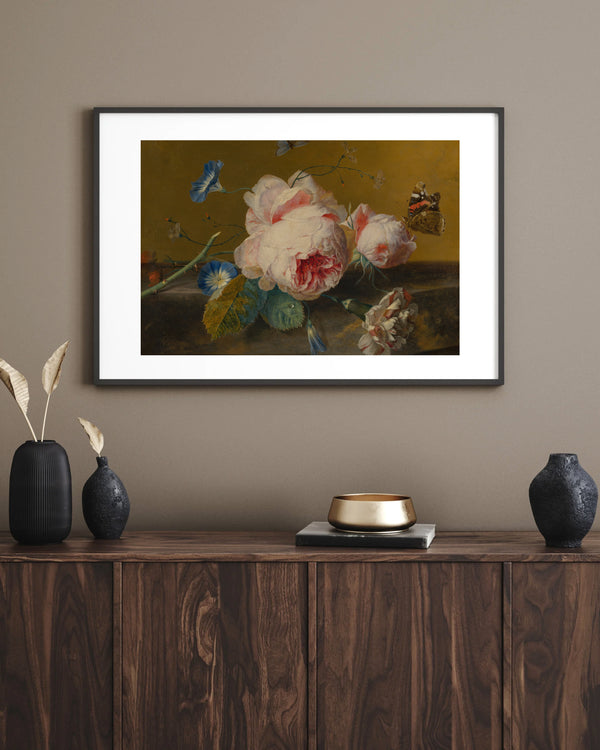 Jan van Huysum - Çiçekli Natürmort çerçeve