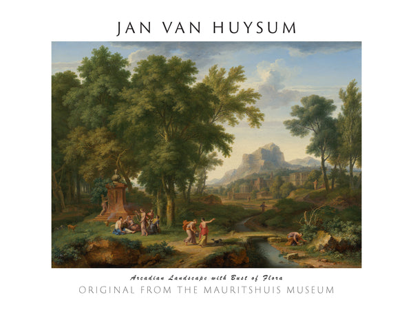 Jan van Huysum-Flora Büstüyle Arkadya Manzarası fine art baskı