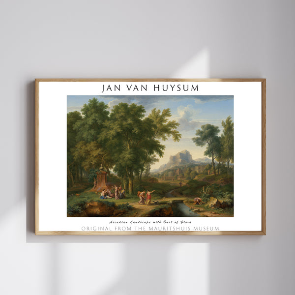 Jan van Huysum-Flora Büstüyle Arkadya Manzarası poster
