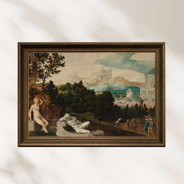 Jan van Scorel - Batşeba ve Manzara Poster