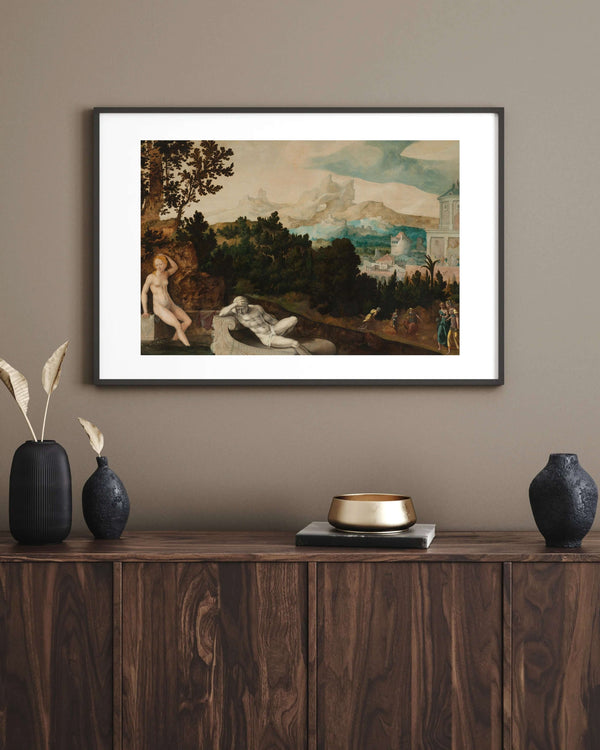 Jan van Scorel - Batşeba ve Manzara Fine Art Baskı