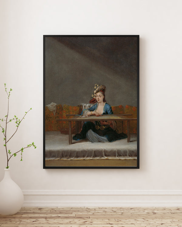 Jean Baptiste Vanmour - Nakış Çerçevesinin Önündeki Türk Kadını