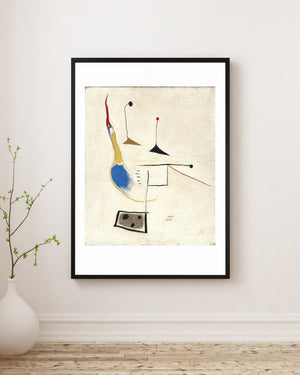 Joan Miró - Beyaz Zemin Üzerine Resim Fine Art Baskı