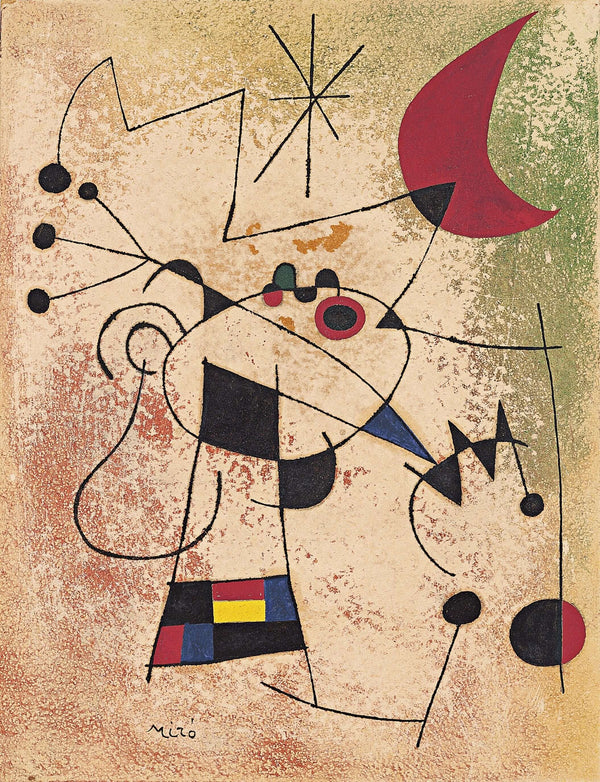Joan Miró - Ay Ateşiyle Kör Olan Şimşek Kuşu Fine Art Baskı