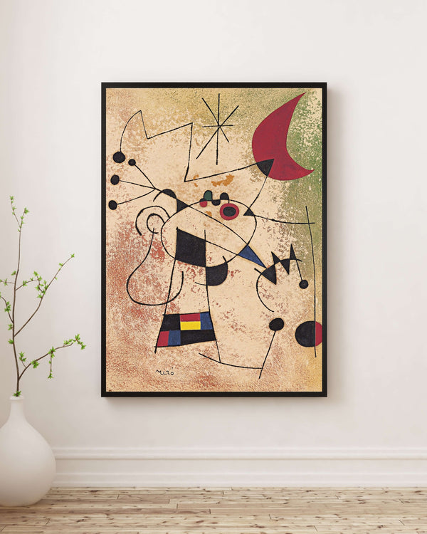 Joan Miró - Ay Ateşiyle Kör Olan Şimşek Kuşu Fine Art Baskı