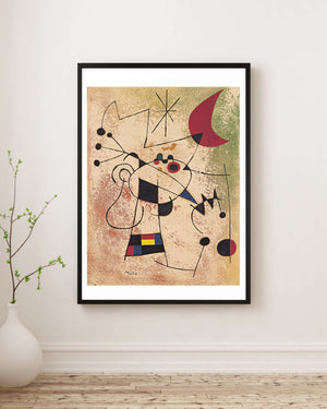 Joan Miró - Ay Ateşiyle Kör Olan Şimşek Kuşu Fine Art Baskı