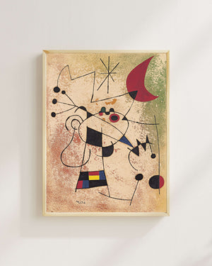 Joan Miró - Ay Ateşiyle Kör Olan Şimşek Kuşu Fine Art Baskı