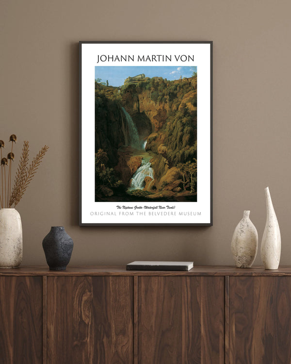 Johann Martin von Rohden-Neptün Mağarası Tivoli yakınlarındaki Şelale