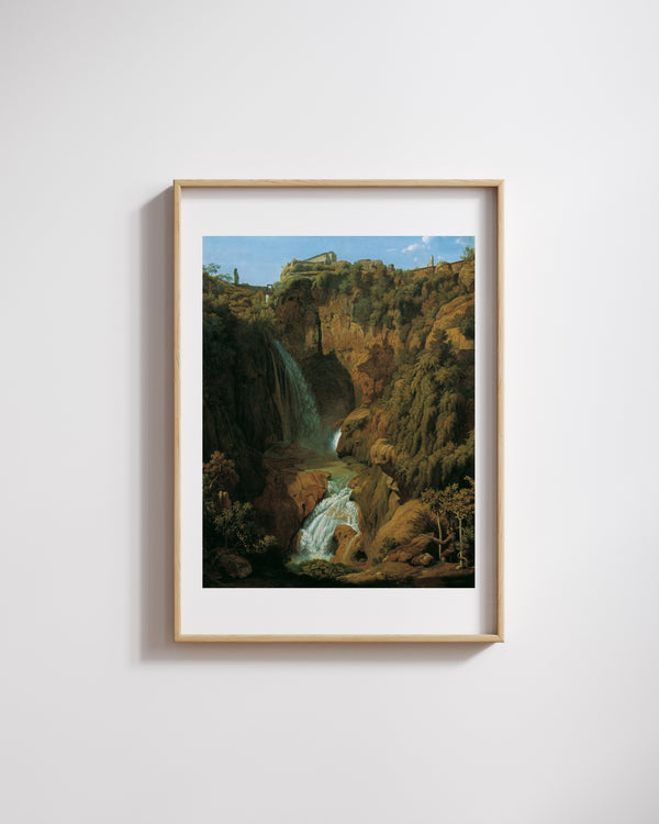 Johann Martin von Rohden - Neptün Mağarası Tivoli yakınlarındaki Şelale fine art baskı