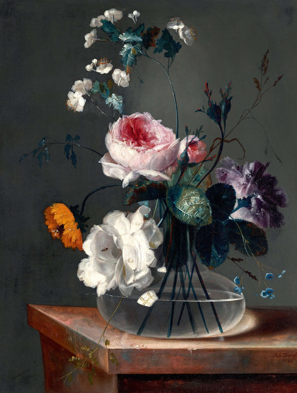 Johann Baptist Drechsler - Çiçek Natürmortu Fine Art Baskı