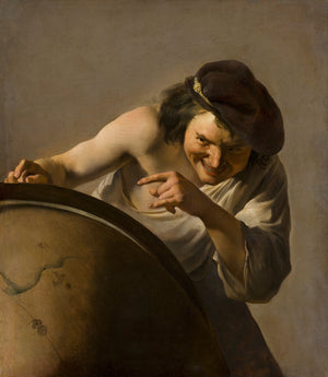 Johannes Moreelse - Gülümseyen Filozof Demokritos tablo