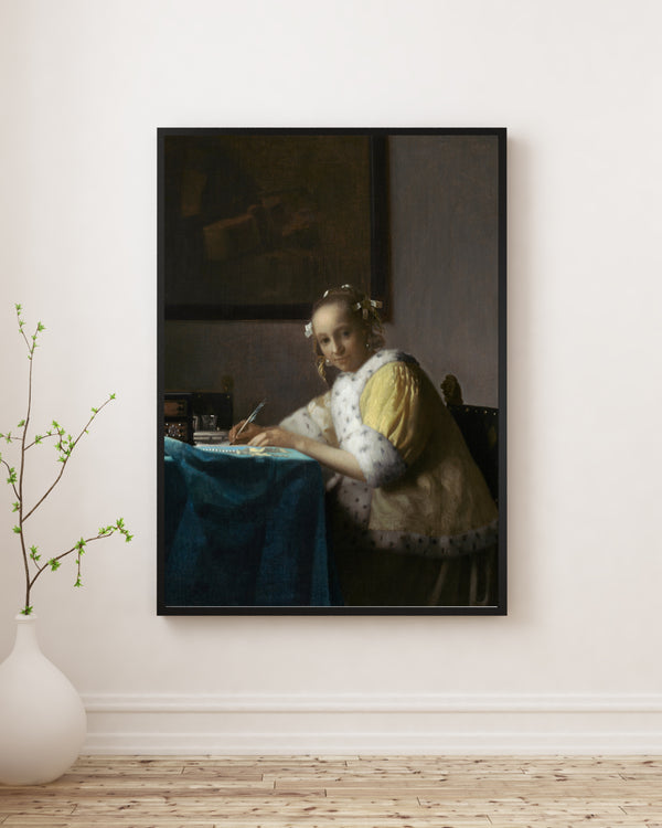 Johannes Vermeer - Mektup Yazarken Bir Leydi Poster