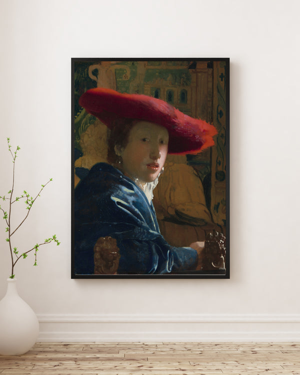 Johannes Vermeer - Kırmızı Şapkalı Kız Poster