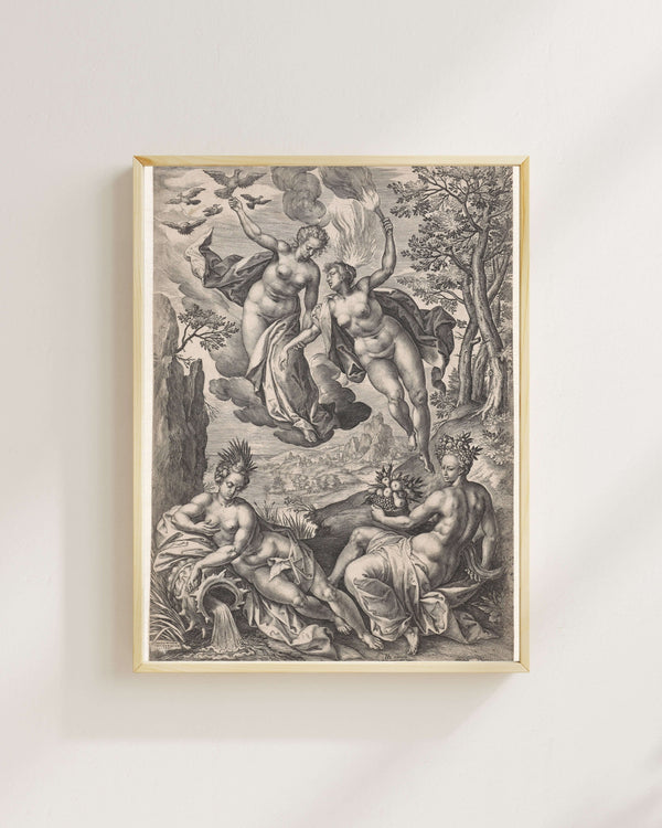 Johannes Wierix - Dört Element Fine Art Baskı
