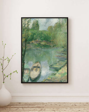 John Henry Twachtman - Gölette Demirlemiş Tekneler Fine Art Baskı
