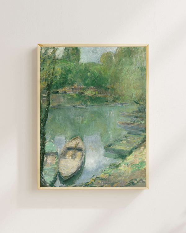 John Henry Twachtman - Gölette Demirlemiş Tekneler Fine Art Baskı