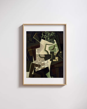 Juan Gris - Kareli Masa Örtüsü Üzerinde Meyve Tabağı Fine Art Baskı