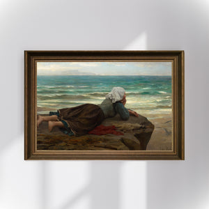 Jules Breton - Kayalık (La Falaise) Poster