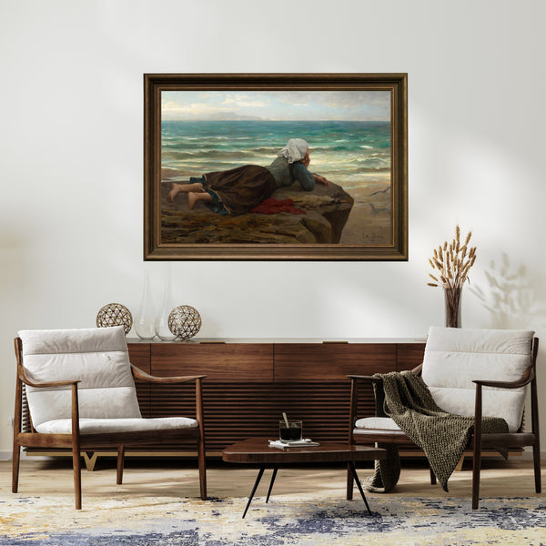 Jules Breton - Kayalık (La Falaise) Fine Art Baskı